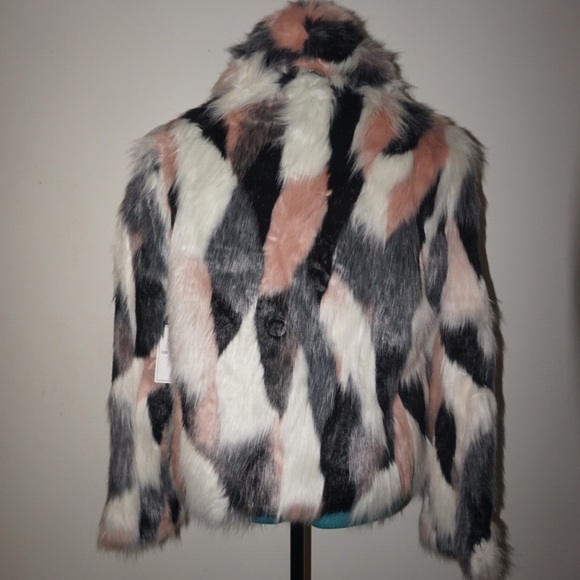 Brand New Multicolored Faux Fur Coat - Picture 2 of 5